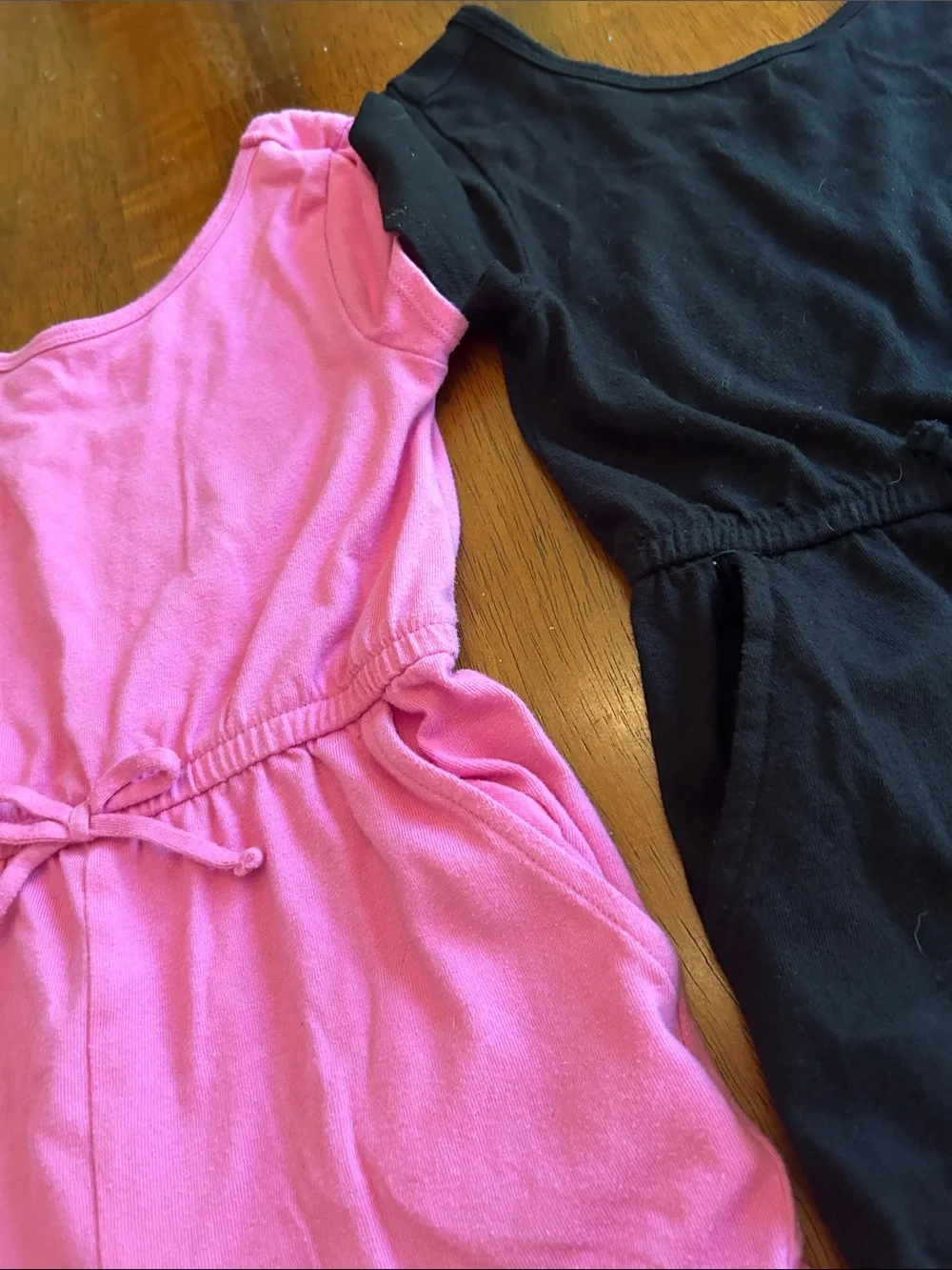 Jumpsuit Bundle Girls XS 4-5 Pink Black One Piece Rompers Cargo Pocket 2 Pack